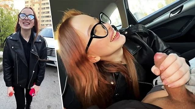18 Year Old Redhead’s Steamy Taxi Blowjob with Driver