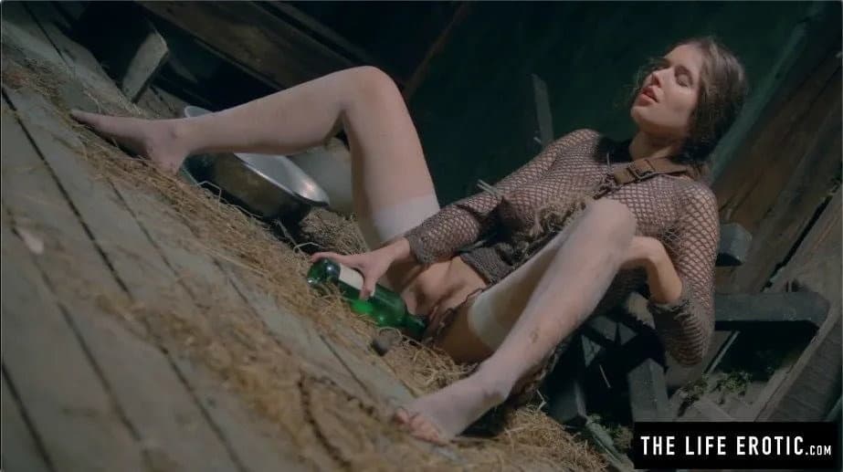 Restrained by Chains: Dirty Milf Masturbates with a Bottle