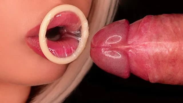 Close Up: Best Horny Condom Blowjob for Your Dick! Cum Twice in Condom! Sensu